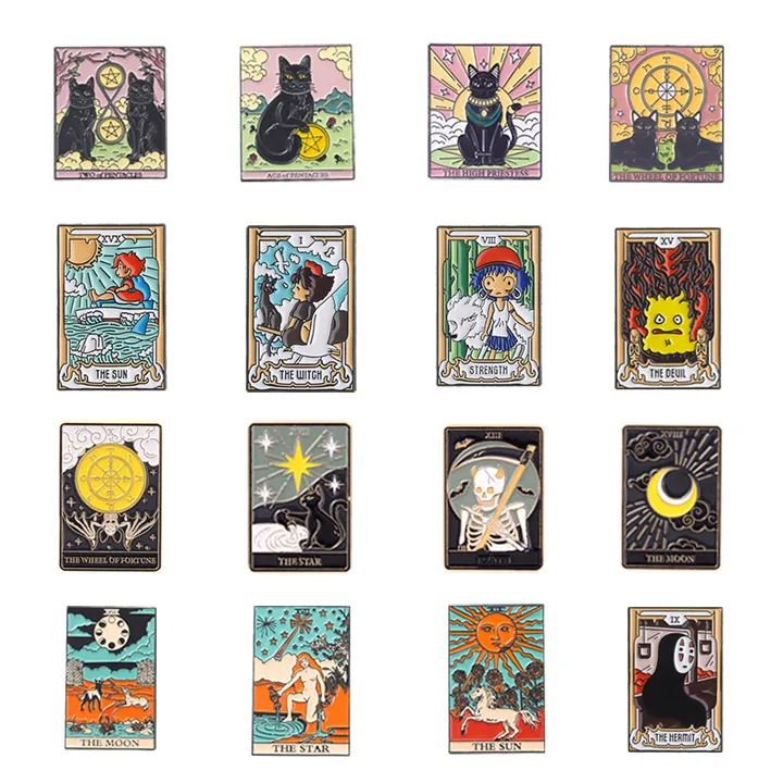 Tarot Enamel Pin Assortment Cup Cat Sun Star Cloud Fashionable Punk Accessories for Clothes Bags and Accessories