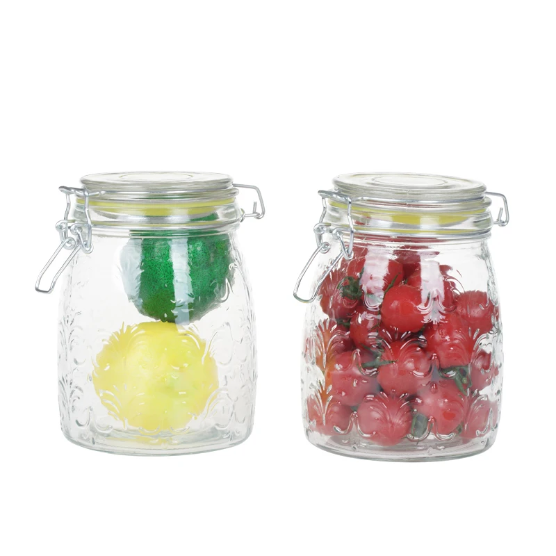 Economy Wholesale 150ml 8oz 16oz Wide Mouth food storage mason Flip top glass jar with clip lid