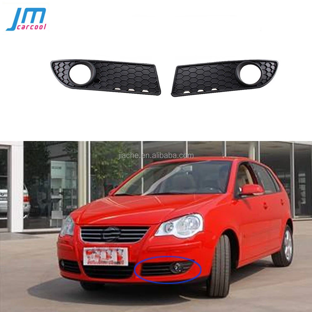 Front Bumper Fog Light Cover Foglamp Honeycomb Grilles Frame for VW Polo MK4 9N3 2005- 2009 Facelift 2PCS/Set ABS Black