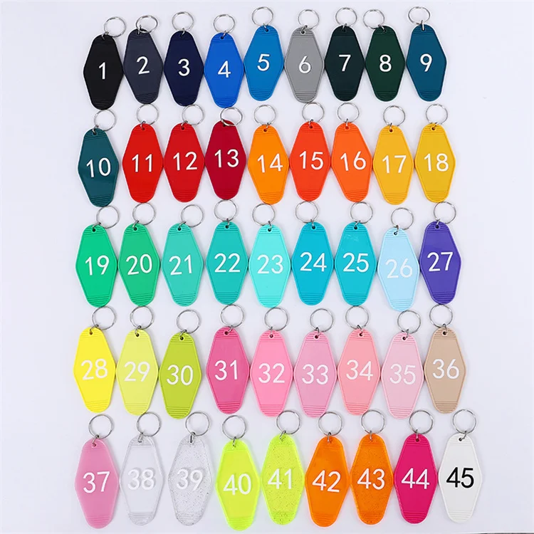 2024 Hot Selling Plastic ABS Motel Hotel Room Keychain, Acrylic Hotel Keyring Key tag, Custom Acrylic Keyring Charm