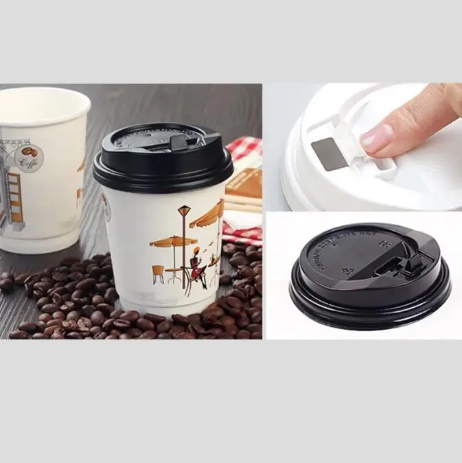 Coff Espress Kraft Sleeves Cardboard With Lid 7oz 8oz 9oz Hot Cold Paper Cup For Carbonated Drinks