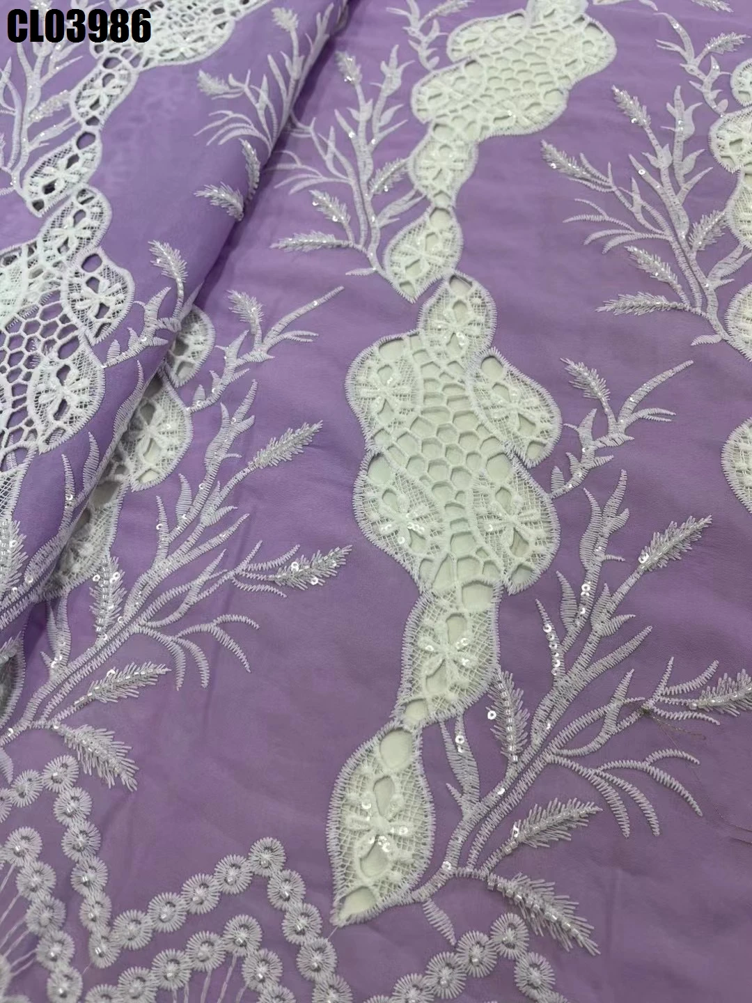 Austrian embroidery beautiful Laser embroidery guipure lace fabric embroidery cord lace Garment accessories lace with cord