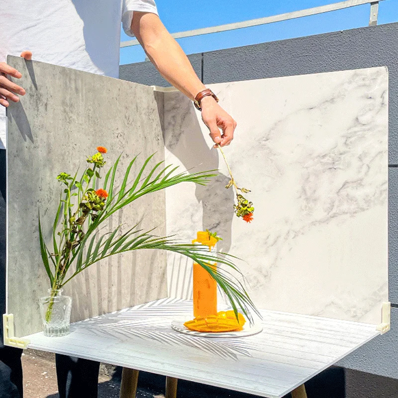 Mini photo background board pvc  wood grain marble cement board 40*40cm photography background board