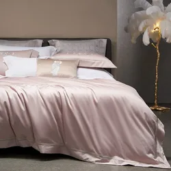 Aimaylai Luxury Soft 100% Cotton100s Home Hotel 4 Piece Bed Sheets Set Solid Color Custom Design Comforter Bedsheet Bedding Set