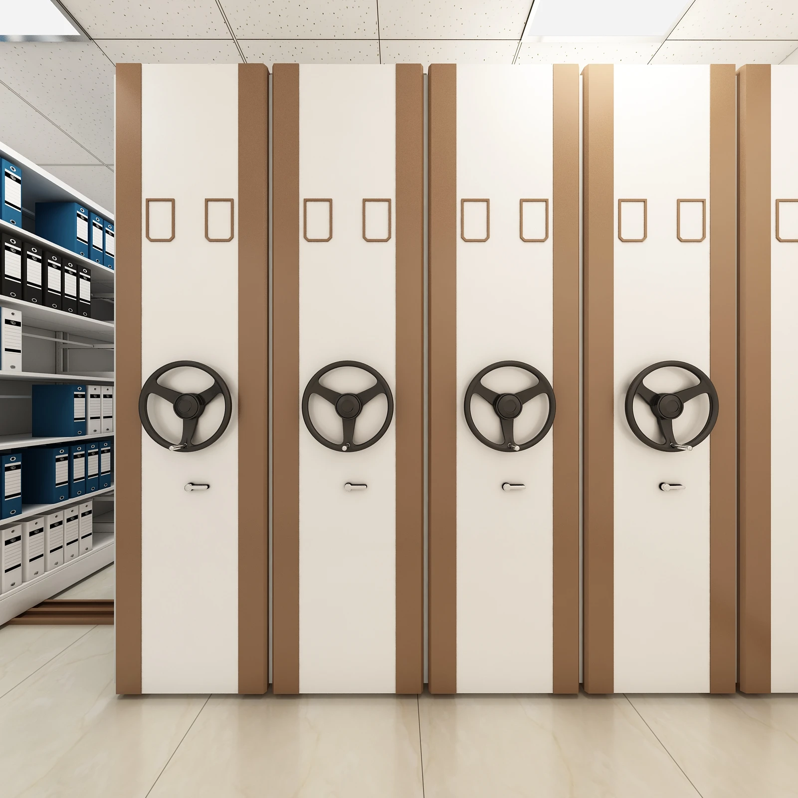 Archive Mobile Shelving System Cabinet For Bank Hospital Mechanical Mobile Racking System