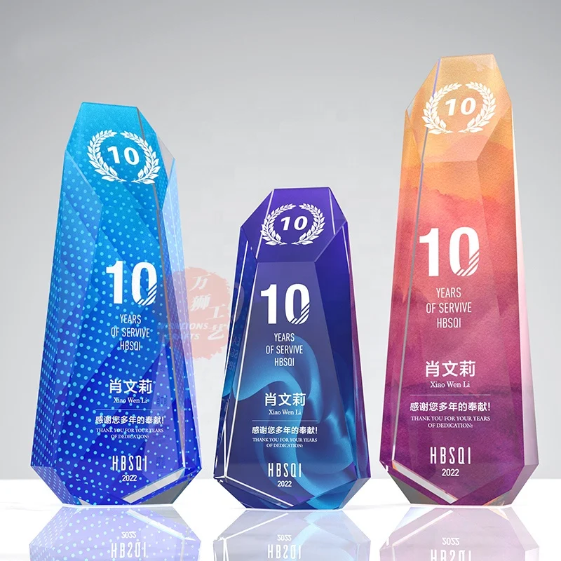 High Quality Color Printing Customise Crystal Trophy K9 Chrystal Glass Award For Souvenir Gift TPT-10