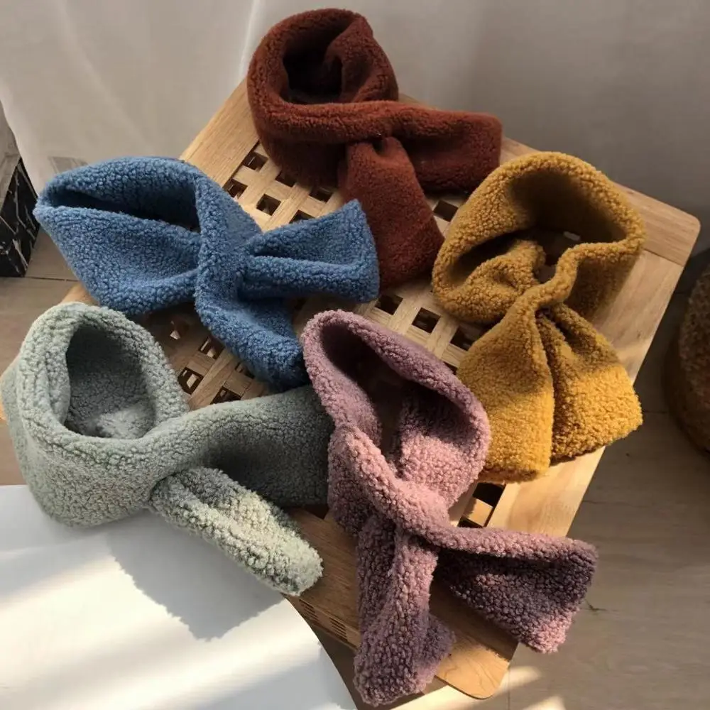 Осенне-зимний новый корейский детский однотонный шарф Детские шарфы из берберского флиса милые теплые детские шарфы с крестом