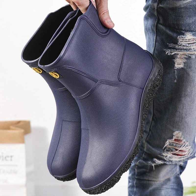 
New fashion waterproof non-slip rain boots kitchen work fishing rain boots car wash water shoes short 