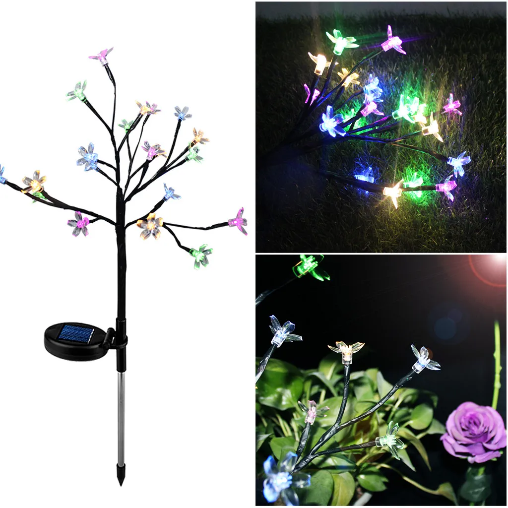 LED Light Outdoor Garden Yard Lawn Landscape Lamp Festival Garden Lawn Light Beautiful Multi-color Solar Power Sakura Flower CE