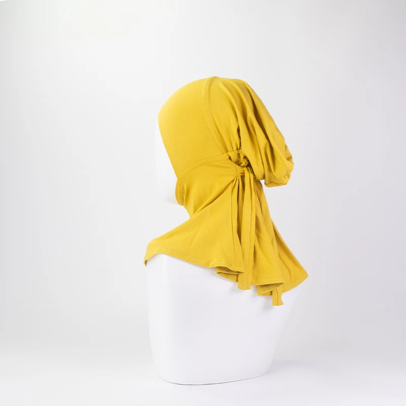 Latest Popular Malaysia Full Neck Stretchy Tie Back Inner Underscarves Muslim Women Bamboo Jersey Long Ninja Hijab Caps