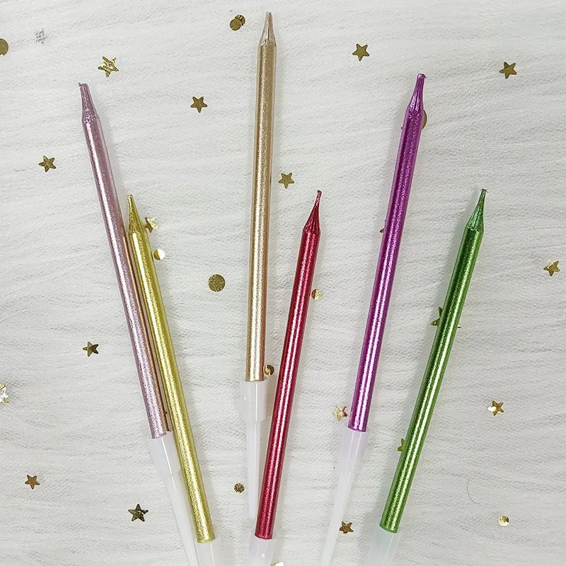 2023 new model Wholesale 6Pcs Gold Silver Thin Cake Candles for Birthday Wedding Party