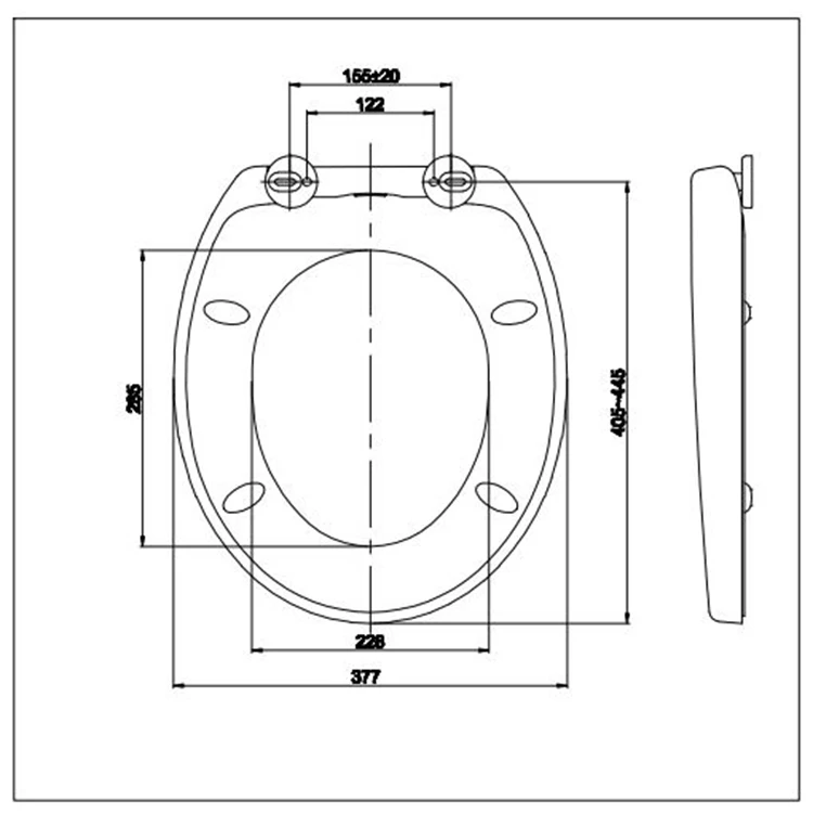 Modern style universal size straight wrap-over toilet seat cover