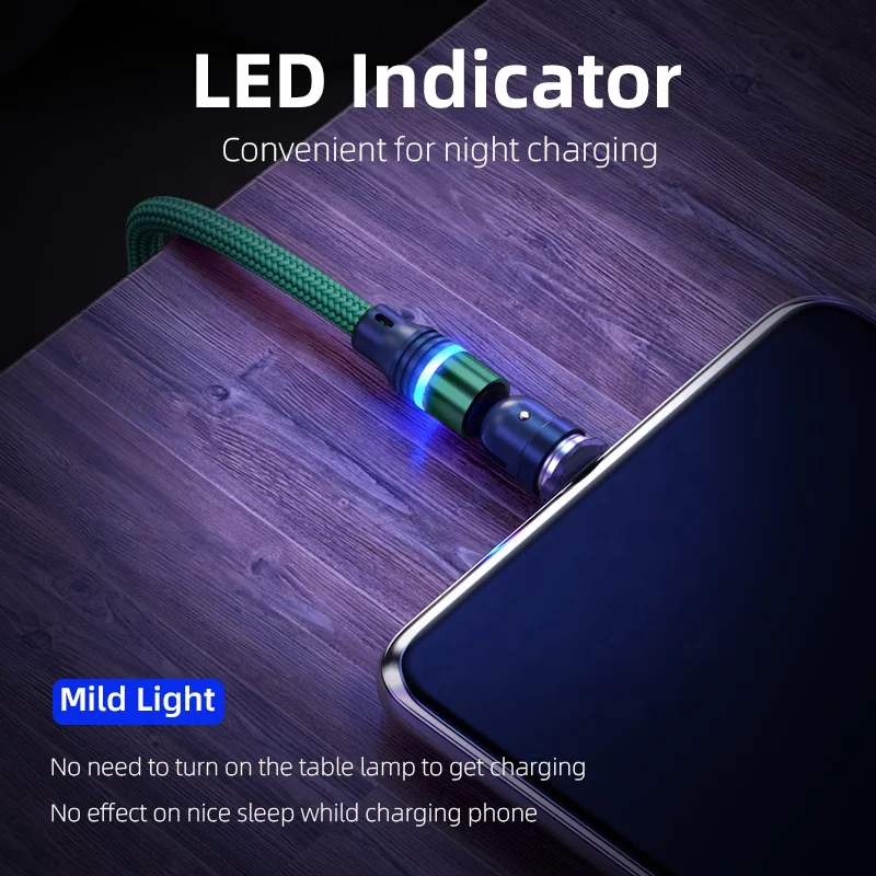 Free custom logo Strong Nylon USB for Android Cellphone LED Magnet 3 in 1 Magnetic Charging Cable with gift box