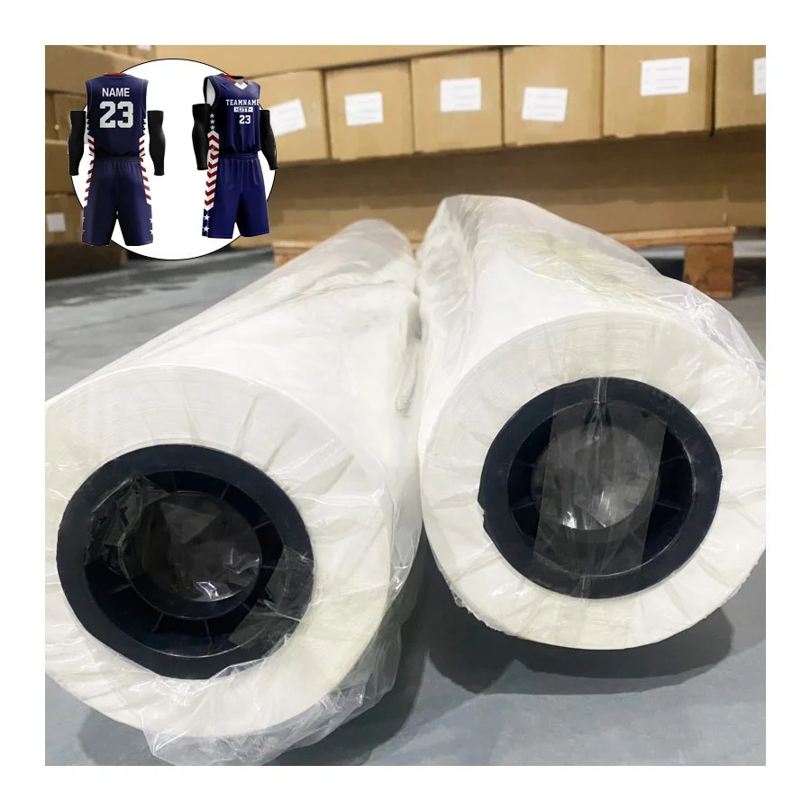 Factory custom size 29/35/40/45/50/60/70/90/100gsm high quality fast dry white sublimation film paper roll for printing fabric
