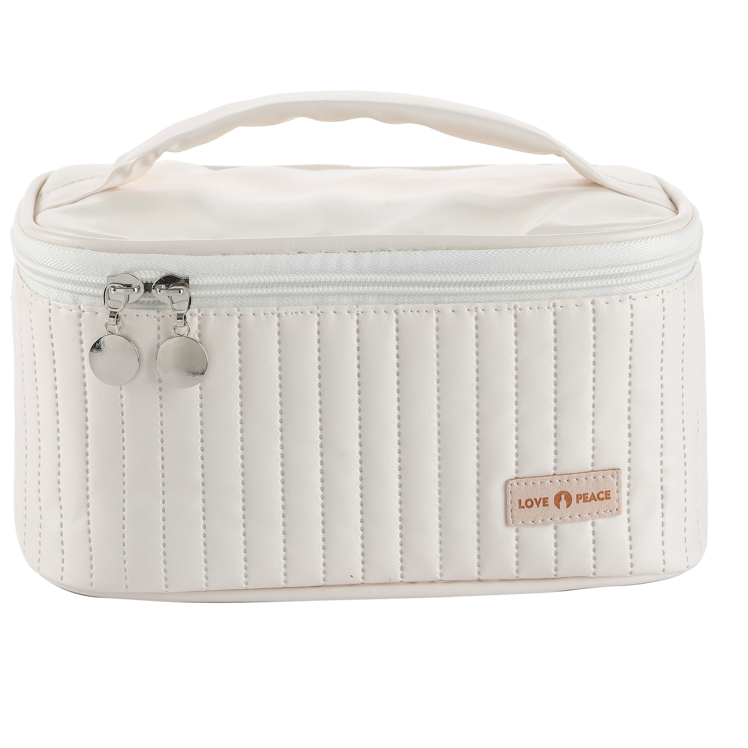 eco friendly pu leather toiletry puffer makeup storage travel toilet bag set cosmetic pouch make up bag with logo