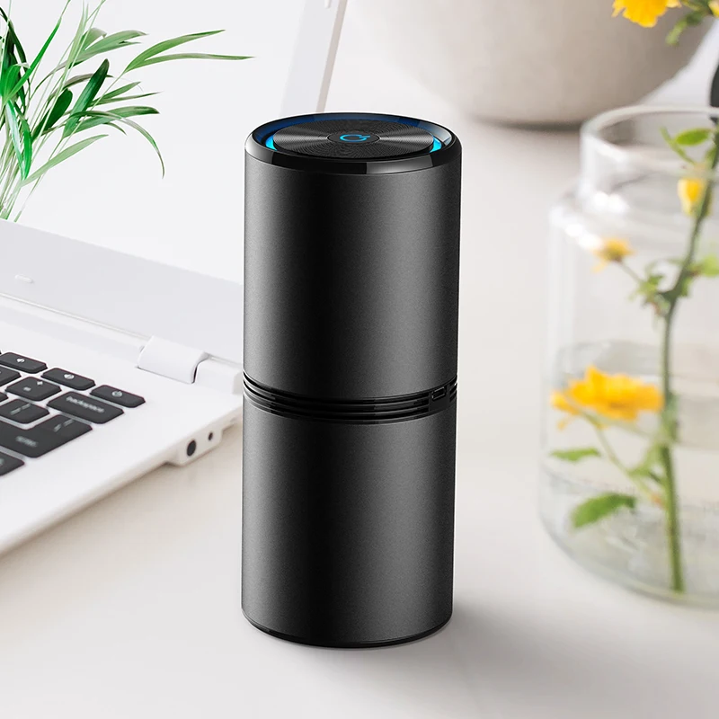One key control Low noise air cleaner car portable purifier USB output charging