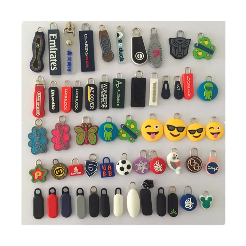 Custom logo zipper pull head & silicone rubber zipper pulls & zipper pull charms for jacket or any clothes