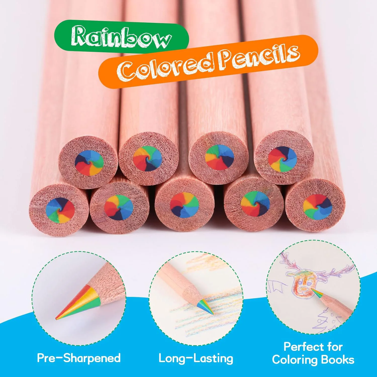 cheap price Rainbow 4 Colors Lead Wooden Pencil For Kids Student Stationery Gift