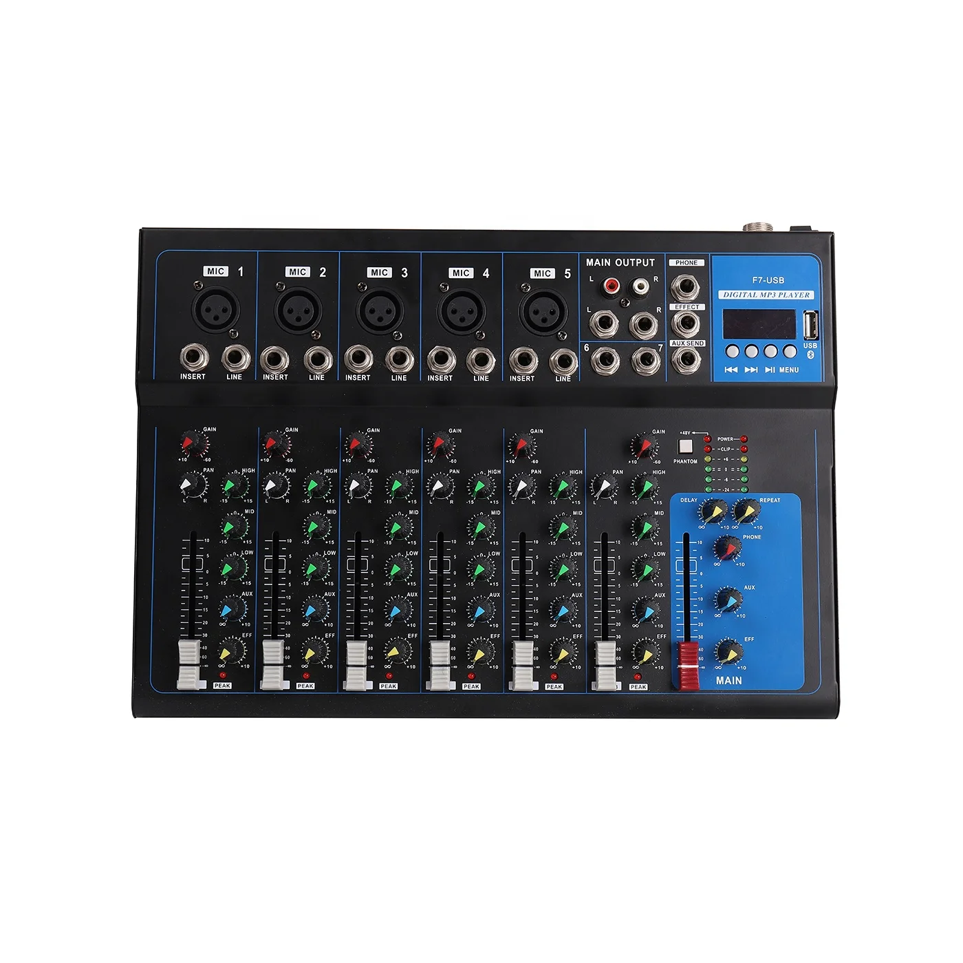 Recording dj controller Usb 48V Blue teeth Karaoke Dj Audio console Mixer 4 Channels use for party