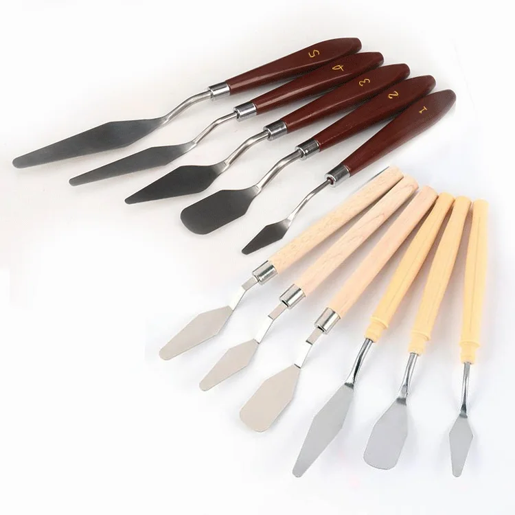 Palette Knife Painting Stainless Steel Spatula Palette Knife Oil Paint Metal Knives Wood Handle