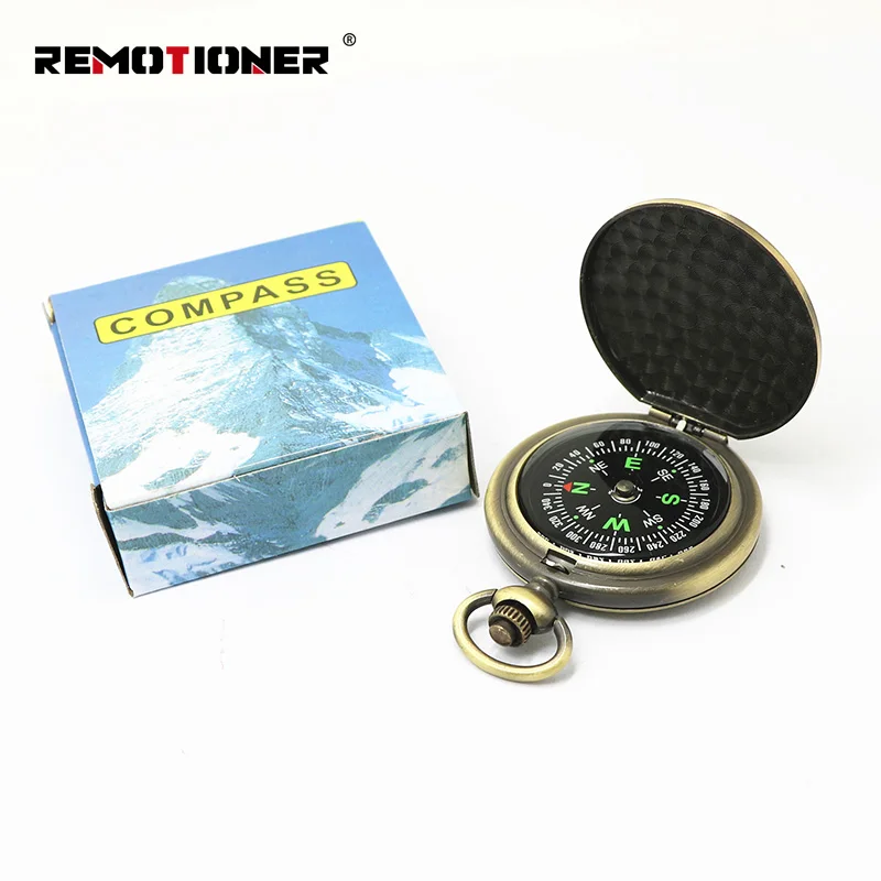 Outdoor Camping Hiking Portable Metal Flip Cover Pocket Watch MIni Compass for Vintage Gifts