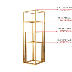 Wedding Wrought iron geometric metal wedding table centerpieces vases gold flower stands metal road