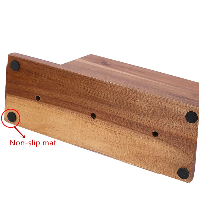 Double sides magnetic acacia wood storage block stand magnetic strip knife magnet holder wooden magnetic knife block