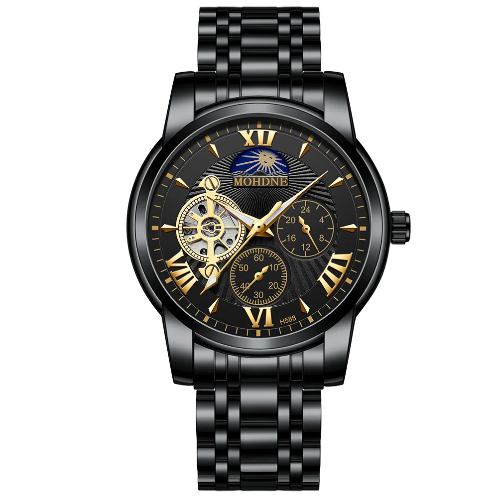 Minimalist Stainless Steel Band 3ATM Waterproof Mens Automatic Movement Watches