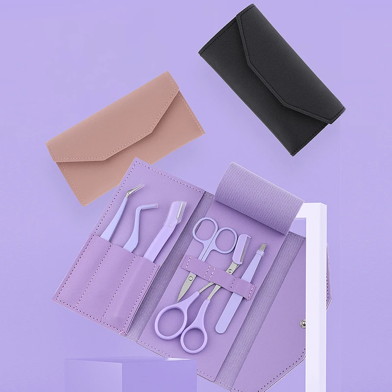 Reusable Black Eco-Friendly Folding Micro Blading Kit Mini Eyebrow Blade Shaver Shaper Razor Trimmer Kit 2025 With Travel Case