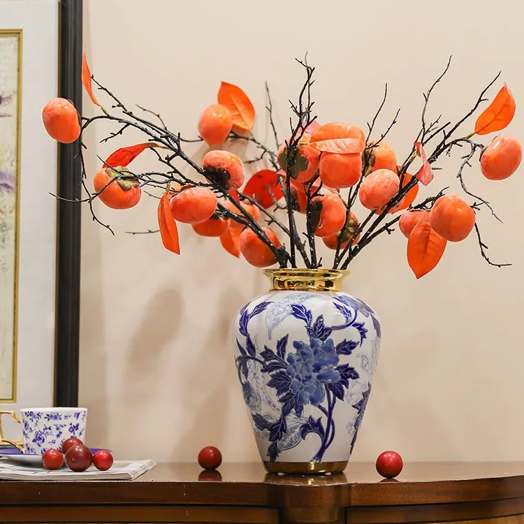 New Chinese Hand-painted Blue and White Porcelain Vase Ceramic Decorative Ornaments Living Room TV Cabinet Hallway Flower Arrang