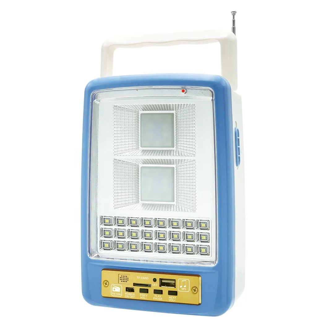 Portable solar emergency light with power bank FM Radio MP3  bluetooth
