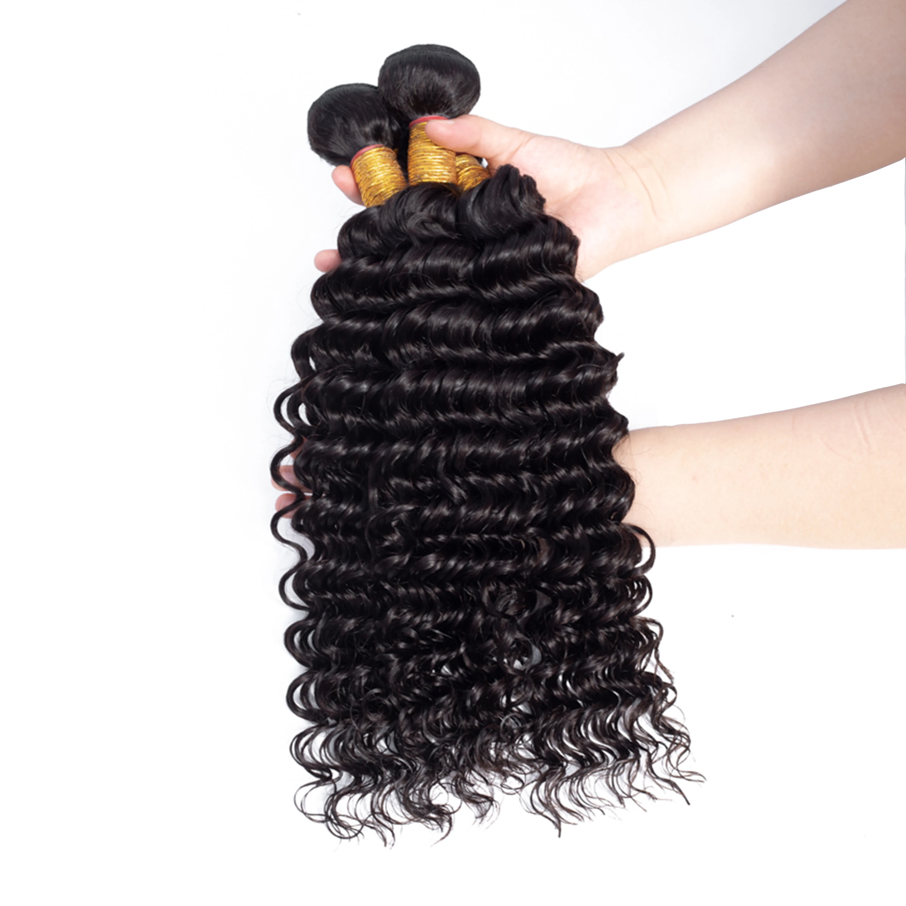
FH Handmade Peruvian Virgin Remy Human Hair Weaves Natural Color Deep Wave Bundles 30 Inch 