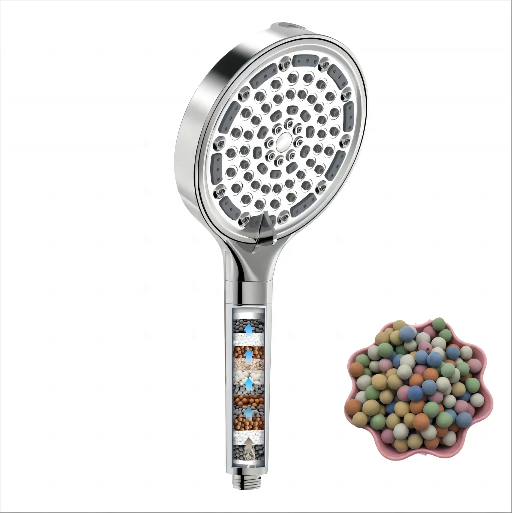 6 inch Handheld Shower Head with Filter 6 spray high pressure hard water shower filter