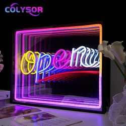 New Colorful Tunnel Light Open Home Pub Bar Shop Sign Light LED Neon Infinity Decorative Mirror