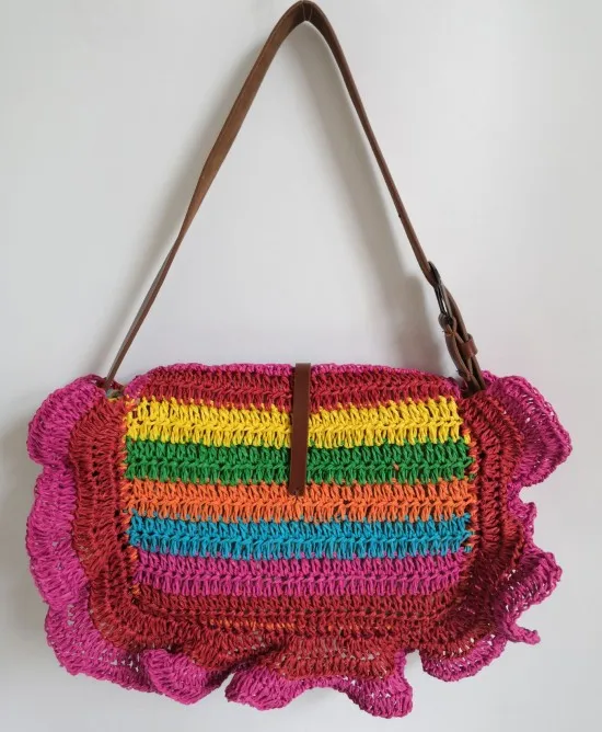 HIFA Summer Straw Bag Paper Knitting Straw Bag Crochet Handbag