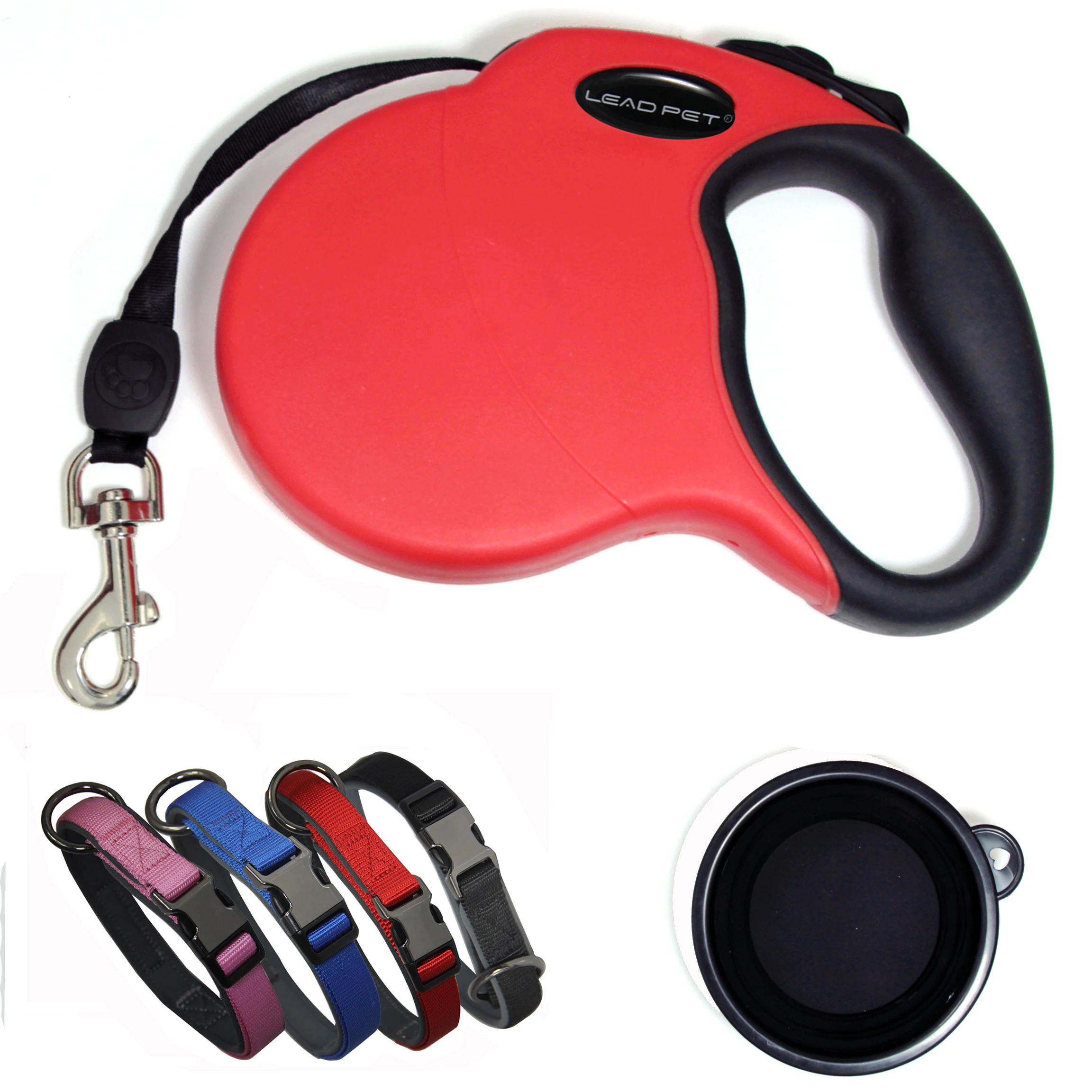 LEAD PET Heavy Duty Strong Nylon Tape Walking Leash,One-Handed Brake Lock,360 Tangle-Free,Restore Elasticity for Small,Medium L