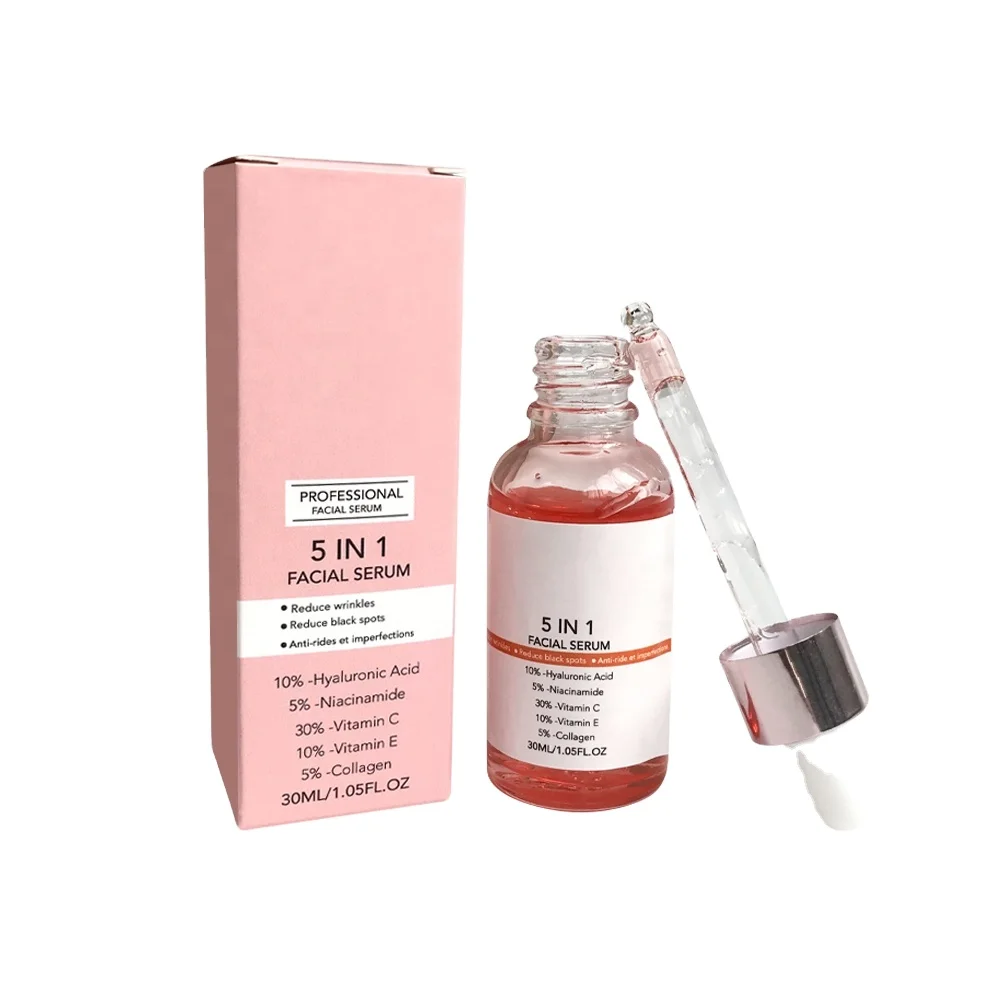 5 in 1 Facial Serum Niacinamide Rich Hydrating, Anti-Aging, & Whitening Formula for Dark Skin - All-in-One Skincare Solution