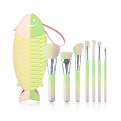Wholesale High Quality 7 Pcs Set Rainbow Yellow Fish Shapred Vegan Quicksand Glitter Other Makeup Brushes