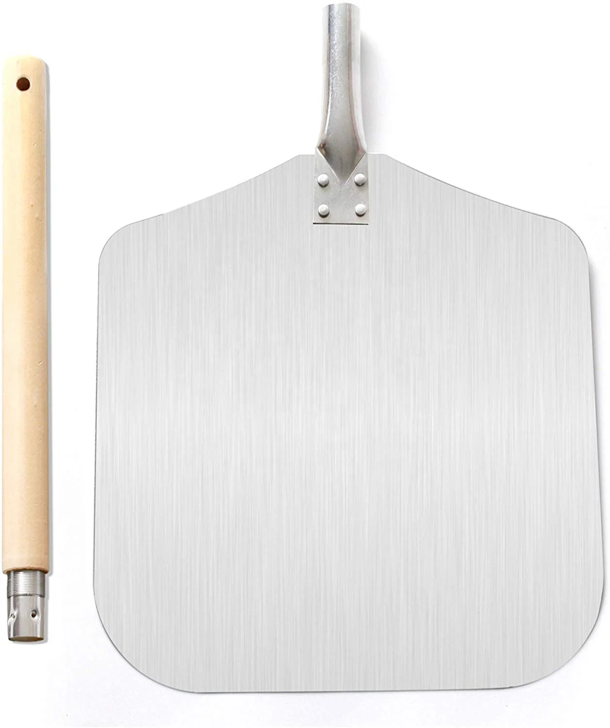 Metal Pizza Peel with Adjustable & Detachable Wooden Handle,  Aluminum Pizza Shovel Folding for Oven, Grill, Baking Pizza