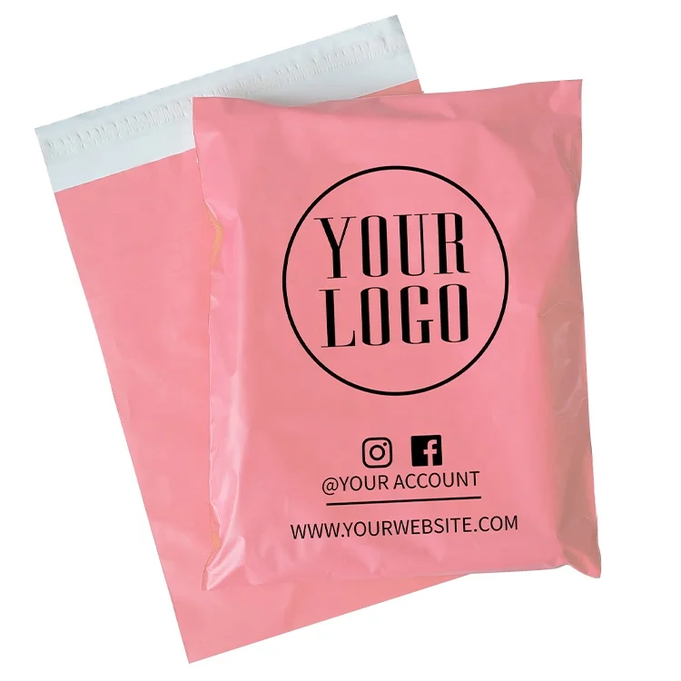 Biodegradable Self Sealing Tearproof Courier Bag, Custom Express Envelopes Eco-friendly Shipping Bag Pink Compostable Mailers