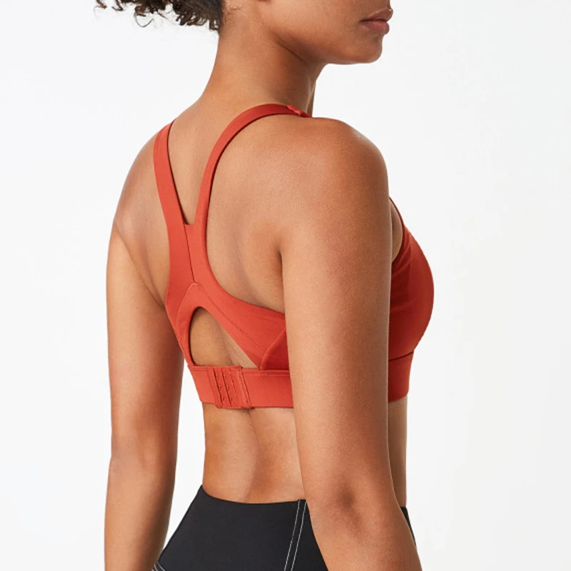 High Supportive Fitness Yoga Bra Quick Dry Breathable Gym Yoga Wear Shock Proof Impact Push Up Running Sports Bra  For Women