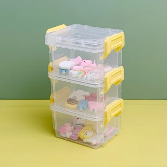 3 layers clip-on mini nail charms plastic storage box lash extension tape organizer storage Box