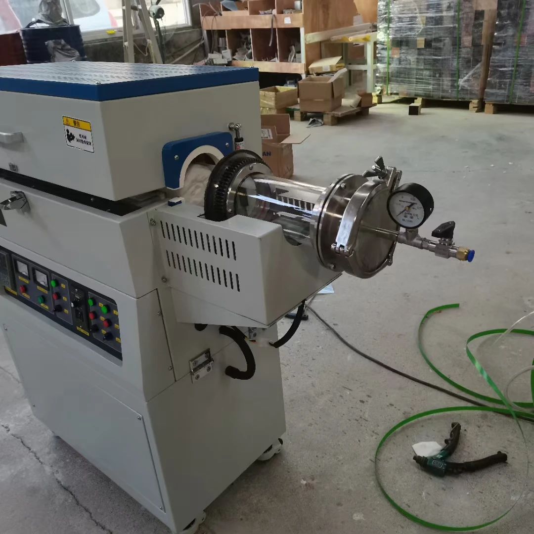 China manufacturer powder particle heat treatment quartz rotary tube furnace