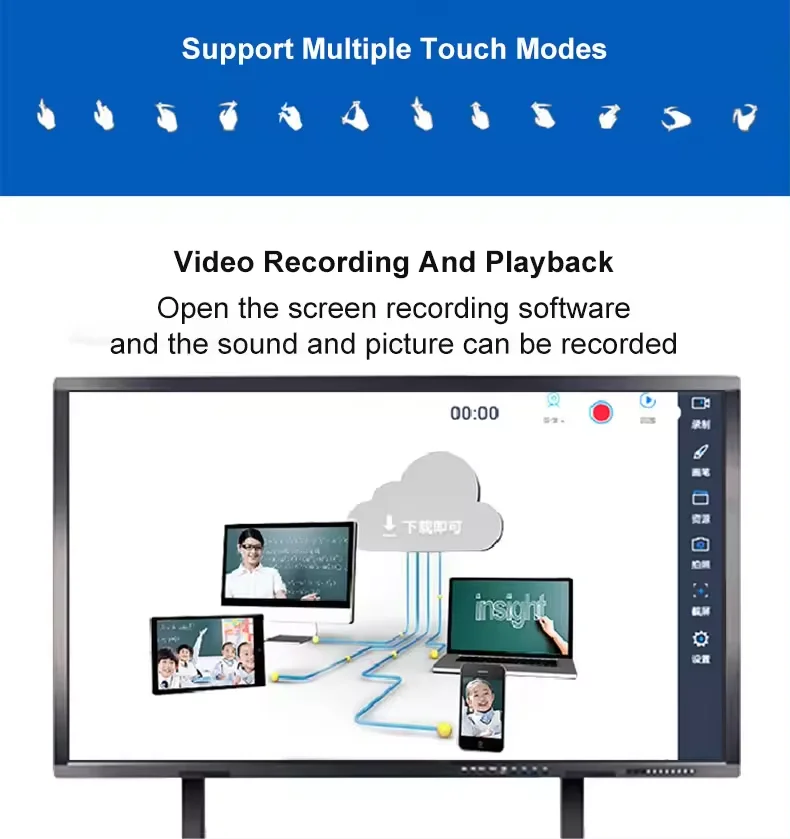 2024 Education Equipment Teaching All-in-one Smart Whiteboard Electronic Teaching Board meeting and school smart Blackboard