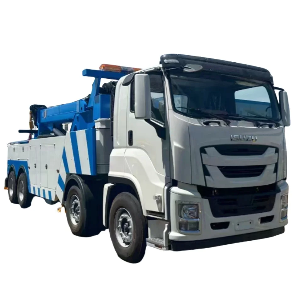 I-suzu Giga Heavy Duty Wrecker 50 Tons Two Stage Lift Boom 8x4 Trailer With Crane Factory Price Towing And Crane Combined Truck