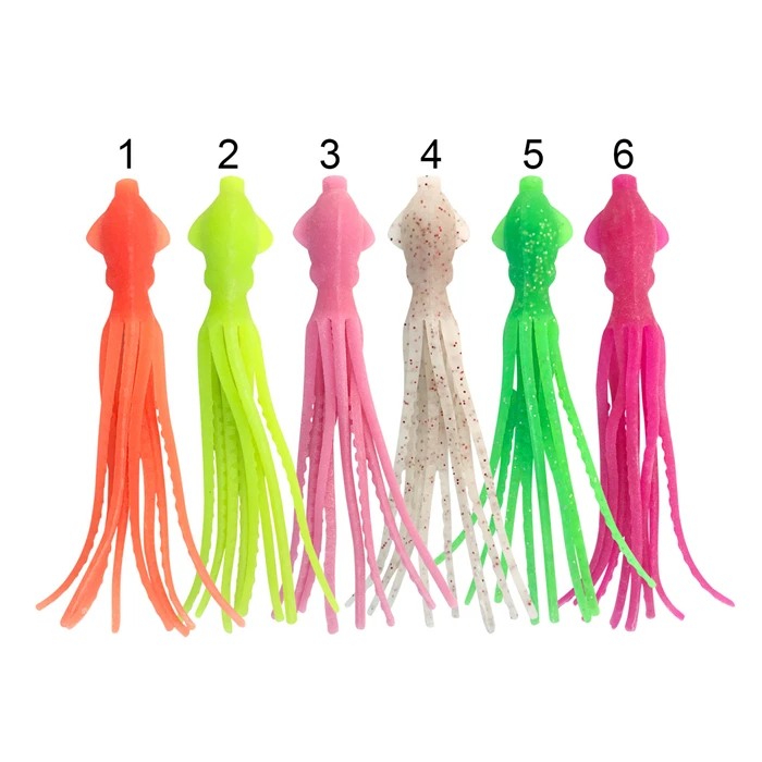 HAWKLURE Luminous TPR Soft Squid Bait 55mm 0.8g 8pcs a bag Octopus Fishing Lure Artificial Trout Baits Tackle