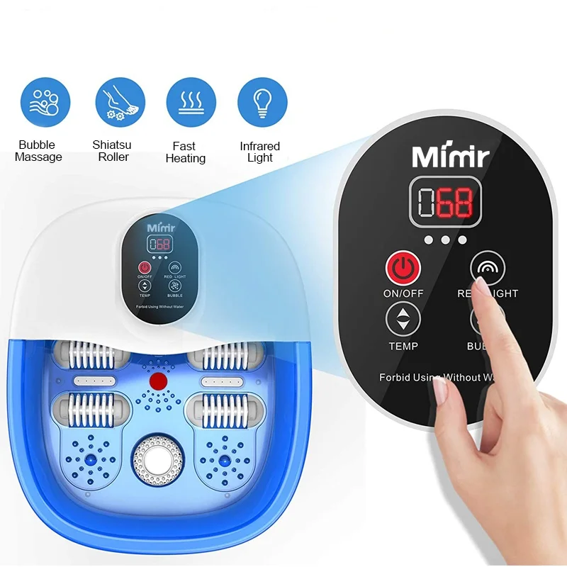 Air Bubble Foot Massage Basin Foot Spa Bath With Electric Heating Water And Large Massage Rollers