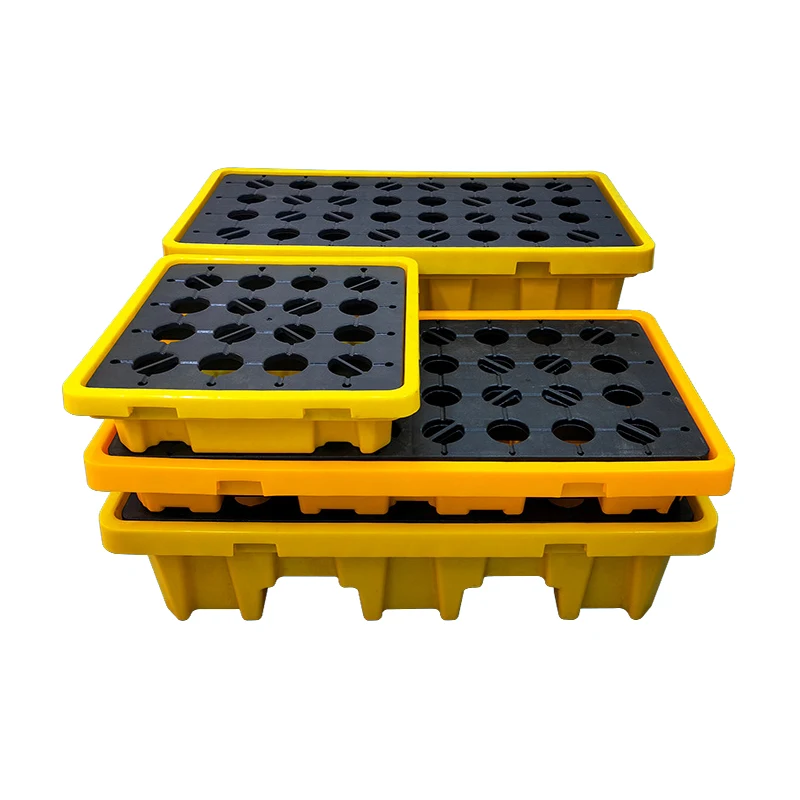 Heavy Duty HDPE  4 Drums Spill Pallet For Petroleum Wholesale Industrial Oil Containment Virgin HDPE Plastic Spill Pallets