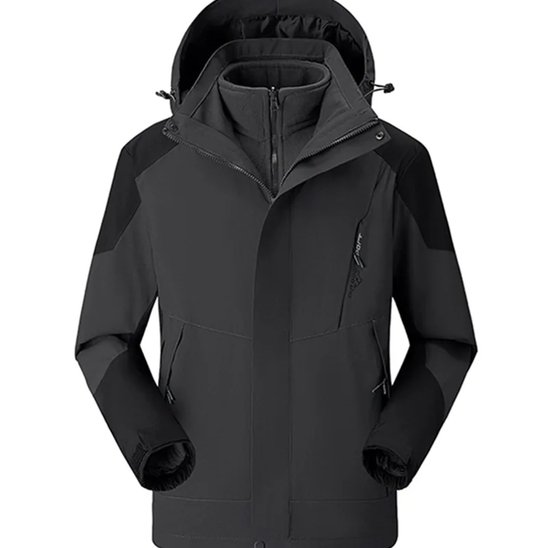 Customizable Logo Three-in-One Outdoor Jackets Set Windproof and Anti-Scratch Velvet Liner for Winter Mountaineering