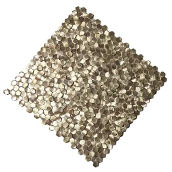 Popular New Style 3D brushed Aluminum Interior Wall Tile Gold Hexagon Metal Mosaic